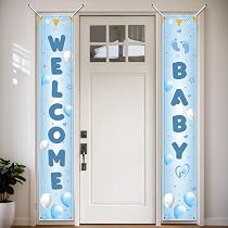 Jollyboom Welcome Home Baby Boy Decorations, Blue Welcome Home Baby Boy Balloon Banner It's a Boy Palloncini Baby Blue Heart Foil Palloncini per Ragazzi Neonato Festa di Compleanno Baby Shower