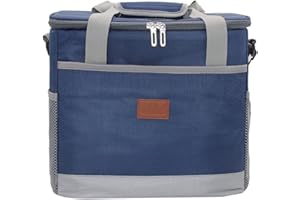 Picnic Lunch Bag, GVTECH Soft Cooler Bag with Hard Liner, Large Insulated Foldable Leakproof, Shoulder Strap Box Soft-Sided Cooling Bag for Camping/BBQ/Family Outdoor Activity