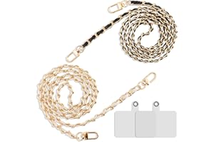 Pnakqil 2 Piezas Cadena de Bolso Hebillas con 2 Piezas Lanyard Spacer,Correas de Cadena Bolso Monedero Reemplazo,Bolso Hombro Cadena,Cuero Repuesto para Bolso Cell Phone Lanyard Strap(Blanco+Negro)