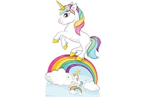 STAR CUTOUTS Rainbow Unicorn 163cm Tall/ 5ft 3in with Free Mini Destop Cut Out