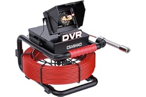 ESANHAO Telecamera per Ispezione Tubi con DVR Endoscopio Monitor 4,3" Telecamera Ispezione Portatile Impermeabile IP68, Telecamera Ispezione Sonda Endoscopio Professionale con 12 Led Regolabili