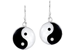 AERAVIDA Yin and Yang Life Balance .925 Sterling Silver Dangle Earrings