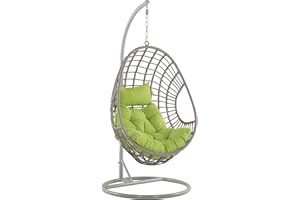 Fauteuil Suspendu Balançoire pour Extérieur et Intérieur en Rotin Gris Design Ultra Moderne et Conception Solide pour Salon ou Jardin Beliani