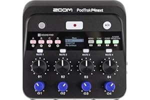 Zoom - P4next enregistreur de podcast, 4 entrées microphone XLR, 4 sorties casque, réduction du bruit AI, effets de tonalité et de comp, entrée téléphone, pavés sonores, enregistrement sur SD