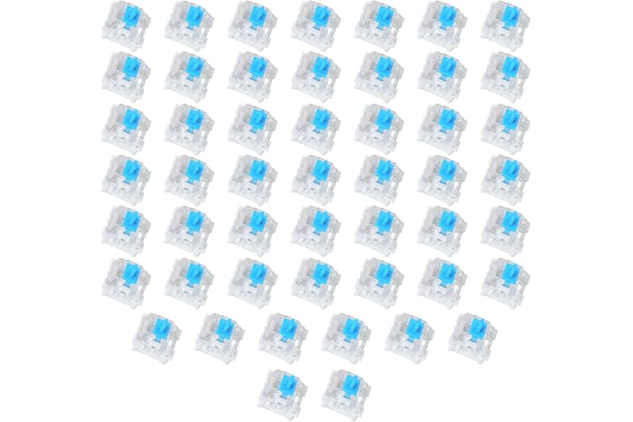 50 Pieces Blue Mechanical Keyboard Switches, 3 Pin Pre-Lubricated Clicky Key Switches, Dustproof and Waterproof keyboard accessories for Mechanical Gaming Keyboards