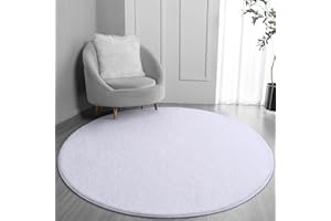 FlyDOIT Round Area Rugs for Bedroom Living Room, 4x4 White Super Soft Comfy Thickened Memory-Foam Indoor Circle Carpets, Modern Aesthetic Minimalist Carpet for Boys Girls Adults Nursery Home Décor