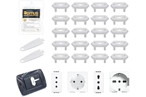 DOMUS® Copriprese per Bambini, 20 Copri Prese Corrente Bambini con 2 Chiavi - Tappi Prese Elettriche Italiane e Schuko (Bianco)