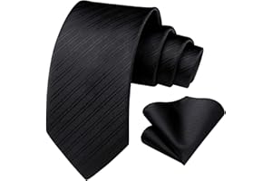 HISDERN Matrimonio a righe Cravatta Fazzoletto Cravatte da uomo & Pocket Square Set