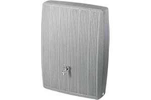 PROSPERPLAST Depósito de Agua de Lluvia Gris Concrete 200 litros, Color Gris hormigón, de Material Resistente a los Rayos UV y a la Intemperie, Barril de Lluvia con Dos Vistas y Conexiones de latón