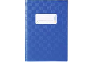HERMA Pokrowiec na zeszyt ćwiczeń A5, z etykietą z napisem, wykonany z zmywalnego i wytrzymałego plastiku, wsuwane kurtki do szkoły, niebieskie