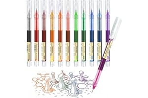 SURCOTTO Długopisy żelowe, 12 szt. kolorowych długopisów żelowych 0,5 mm, ultraszybkoschnący, do pisania, rysowania i konturowania, kolorowe długopisy dla studentów, pracowników