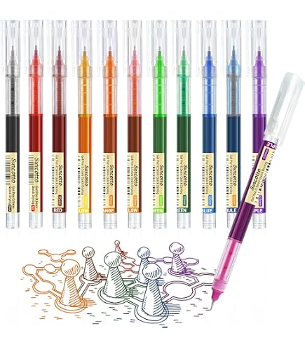 Lot De 12 Stylos Gel Noirs 0,35 Mm - Encre Séchage Rapide Japonaise - Pour école, Bureau, Dessin