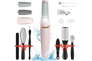 Foot File Jooayou Electric Foot Callus Remover IPX7 Waterproof Foot Scrubber,Rechargeable Hard Skin Remover Foot with 2 Roller Heads,2 Speed,Professional Pedicure Set Kits for feet Cracked Heels