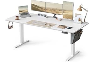 SONGMICS Scrivania Regolabile in Altezza Elettrica, 180 x 80 cm, Scrivania Elettrica, Tavolo con Memoria per 4 Altezze, per Ufficio, Bianco Nuvola LSD138W01