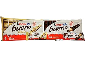 OsoRetail pack familiar de 10x Kinder Bueno y 10x Kinder Bueno blanco | 40 barritas (2x20) | 820 gr