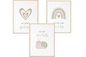 Mutzauber Poster Affirmationsposter A4 A3 Kinderzimmer Jungen Mädchen A4 A3 Bilder Kinderzimmer Motivation Bär Tiere Kinder Kindergarten verschiedene Motive Wandposter (Grün)