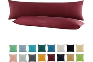 SHC TEXTILIEN SHC by BaSaTex 2er Pack Jersey Kissenbezüge Kissenhüllen | Kopfkissenbezug aus 100% Baumwolle | 40x145 cm Seitenschläfer Kissenbezug | Farbe Bordeaux Rot