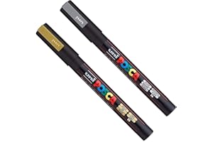 Posca, pennarelli PC-3M Paint Art – per tessuto, vetro e metallo – Set oro e argento (1 per ogni tipo)
