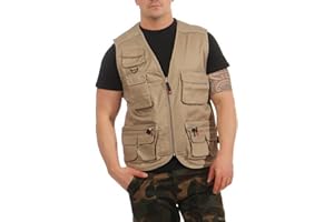 Mivaro Herren Safari-Weste mit vielen praktischen Taschen, funktionale Arbeitsweste, Outdoor-Weste