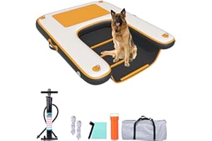 HEYLIFE Inflatable Dog Ramp Floating Dock Water Raft Ladder for Pool Up to 220 lbs Borange 4.9ft x 3ft x 4in