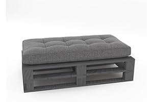 Lermowood Palettenmöbel Mpe Hocker 120 x 60 cm Grau | Europaletten Indoor und Outdoor Lounge Gartenmöbel Holz Gartenmöbel Set Lounge Möbel Terrasse Balkon Loft Stil Paletten