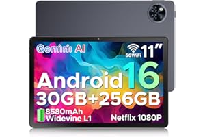 DOOGEE U11 Pro Tablet Android 16, 30GB+256GB/2TB TF, Gemini AI Tablet 11 Pulgadas Octa-Core, Tablets para Niños HD IPS 90Hz, 8580mAh Batería, 5G WiFi/Widevine L1/13MP+5MP/Face ID/GMS Tablets Infantil