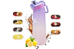 Farmty Gourde de 720 ml, bouteille d'eau parfumée avec 7 pods, 0 sucre et tasse d'eau avec paille pour salle de sport et activités de plein air (violet)