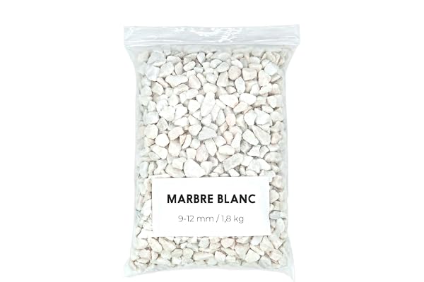 Gravier Blanc 1,8 Kg - Gravier Aquarium - Gravier Decoratif - Cailloux Decoratif - Gravier Jardin Exterieur - Galet - Cailloux Aquarium Decoration (9-12 mm) (Blanc)