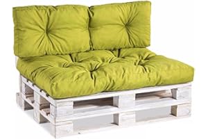 Gutekissen® Cojines para palets Cojines para palets PPI (Set (Asiento 120x80 +Respaldo 120x40), Color Lima)