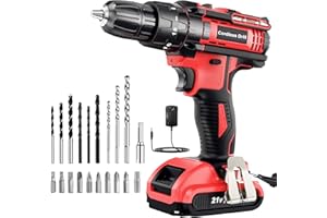 BAMSE Trapano Avvitatore Batteria 21V, Avvitatore a Batteria con Batterie 2.0Ah, 42Nm Avvitatore Elettrico, 2 Velocità, 23CS Accessori, LED Luce per Casa Progetto