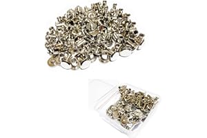 JXPXJMY Kit de 50 Piezas Remaches de Acero al Carbono para Encuadernación de Chicago, Remaches Ledger para Cinturón de Encuadernación Decoración de Maletas (Plata, M5*8)