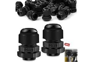 Ziamzra 16 Piezas Conectores Eléctricos para Cables Ajustable 12-15mm Prensaestopas Estancos PG19 Conector de Prensaestopas Impermeable Negro Glándulas de Cable con Ajustables Juntas para Hogar Jardín