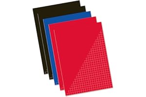 Kangaro Lot de 5 cahiers d'écolier A4 cartographiés 10 mm 80 feuilles assorties K-58340 Zwart/bleu/rood
