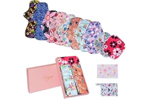 Conpro 10 Pezzi Assorbenti Lavabili, 3 Lunghezze: 21cm x 2, 26cm x 6, 33cm x 2, Pannolini Lavabili in Fibra di Bambù, Salvaslip Lavabili, con Borsa per il Bucato e Borsa di Stoccaggio