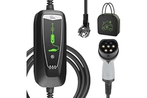 Teskee Caricabatterie EV Tipo 2 Wallbox Stazione di Ricarica Domestica Portatile per Auto EV per Tutti i Veicoli elettrici e Le Auto ibride Plug-in 3,6kW 10/13/16Amp 6 Metri Spina Schuko monofase