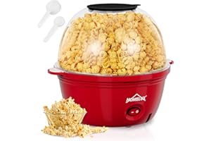 ‎HOMELUX HOMELUX Popcornmaschine Popcorn Maker 450W Mini Popcorn Maschine mit Messlöffel Antihaftbeschichtung Snack Popcorn Popper für Zuhause Party Kinder, Deckel als Servierschale, Stille & Schnelle Rot