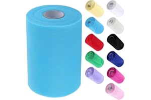 Longzhou Tulle Roll, 100 Yards 15cm Decorazione per Matrimoni Fai-da-Te Tulle Roll Spool Apparel Tessuto a Maglia per Parte da Cucire(Azzurro)