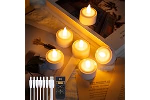 EXTSUD 6 Bougies LED Rechargeables avec Télécommande et Minuterie, électriques LED Bougie Chauffe Plat Flamme Vacillante avec 5 Modes de Luminosité pour Noël Halloween Fête Famille Mariage Table Deco