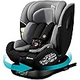 globalkids Isize 360 Swivel Baby Car Seat with ISOFIX - Child Car Seat is Suitable for Children from 40-150cm(New Norn-12 Years Old),Group 0+1/2/3 (0-36 kg),R129 Highback Booster Car Seat Grey
