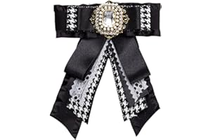 FITWISH Ototon Cravate Broche Femme Bijoux Noeud Papillon avec Strass Ruban Dentelle Multicouche Vintage Accessoires de Décoration pour Vêtements Cadeau de Fête (Noir)