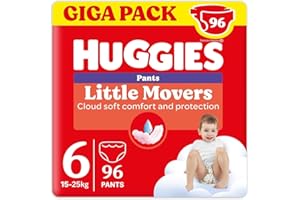 Huggies Little Movers Nappies Panties Size 6 (15-25 kg), Ultra Absorbent, Full Protection, 96 Pcs