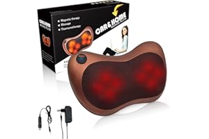 PAT JUUMG Cuscino Massaggiante Shiatsu, Elettrico con Funzione Calore, Massaggiatore Cervicale e Spalle con 8 Nodi di Massaggio 3D, Cuscino da Massaggio al Corpo Per Casa Ufficio Auto, Marrone