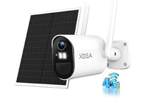 Xega 4G LTE Camera Surveillance Extérieure sans Fil, 2K HD Caméra Solaire avec Carte SIM,Vision Nocturne Couleur,Détection Humaine & Zone PIR,Batterie 7800 mAh, Audio Bidirectionnel,Local/Cloud,IP66