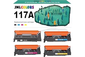 JMLCOLORS 4-Pack Compatible 117A Toner Cartridges Replacement for HP 117A 117 W2070A W2071A W2072A W2073A Color Laser MFP 179fwg 178nwg 179fnw 178nw 150a 150nw 179 178 150 (Black Cyan Yellow Magenta, with chip)