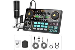 MAONO MaonoCaster Lite AU-AM200-S1 All-in-One Podcast Equipment Set with 3.5mm Microphone for Live Streaming, Podcast Recording, PC, Smartphone