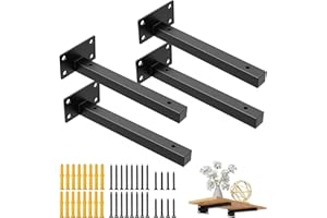 DRASOHUIJA 4 sztuki wsporników ściennych, wsporników regałowych, wsporniki do dużych obciążeń, pływające, metalowe wsporniki regałowe do konsoli ściennej, czarne, ze stali nierdzewnej, nośność 90 kg (35 cm)