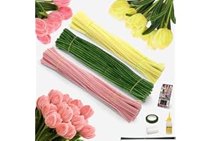 RAYONG Kit d'artisanat de fleurs cure-pipe cure-pipe rose pour travaux manuels bouquet de fleurs kit d'artisanat artificiel pour adultes cadeaux de bricolage décoration de la maison activités artisanales