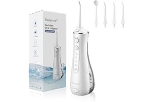 Sawgmore Jet Dentaire Hydropulseur, Irrigateur Oral Professionnel avec 4 Modes et 4 Buses de Rechange, Rechargeable USB, Étanche IPX7 Eau Orale Flosser Nettoyage des Dents Idéal pour Les Voyages à la
