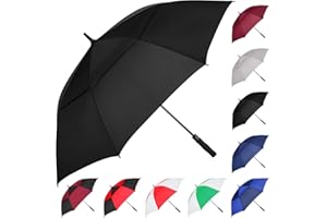 MRTLLOA Paraguas de golf negro de apertura automática de 62/68/72 pulgadas, doble dosel extra grande, ventilado, resistente al viento, impermeable, para lluvia (62 pulgadas)