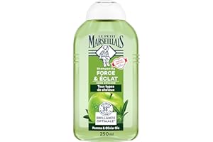Le Petit Marseillais | Shampooing Force & Éclat Pomme & Olivier Bio (flacon de 250 ml) – Shampoing brillance optimale pour tous types de cheveux – 98 % d'ingrédients d'origine naturelle